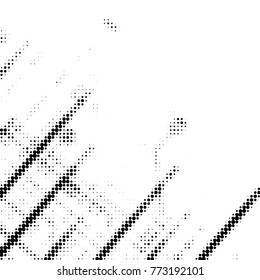 Abstract grunge grid polka dot halftone background pattern. Spotted black and white vector line illustration

