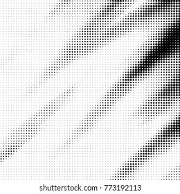 Abstract grunge grid polka dot halftone background pattern. Spotted black and white vector line illustration

