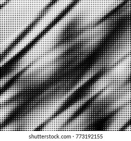 Abstract grunge grid polka dot halftone background pattern. Spotted black and white vector line illustration

