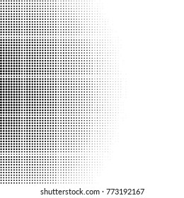 Abstract grunge grid polka dot halftone background pattern. Spotted black and white vector line illustration
