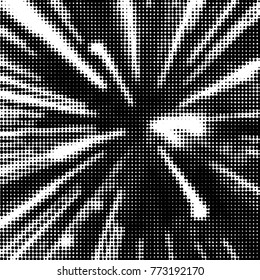 Abstract grunge grid polka dot halftone background pattern. Spotted black and white vector line illustration
