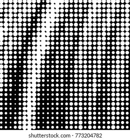 Abstract grunge grid polka dot halftone background pattern. Spotted black and white vector line illustration
