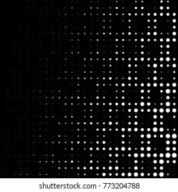 Abstract grunge grid polka dot halftone background pattern. Spotted black and white vector line illustration
