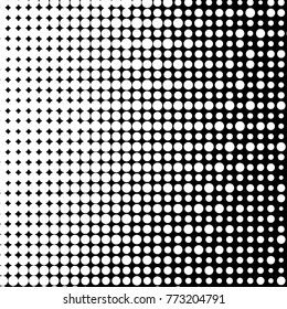 Abstract grunge grid polka dot halftone background pattern. Spotted black and white vector line illustration
