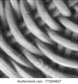 Abstract grunge grid polka dot halftone background pattern. Spotted black and white vector line illustration
