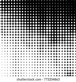 Abstract grunge grid polka dot halftone background pattern. Spotted black and white vector line illustration
