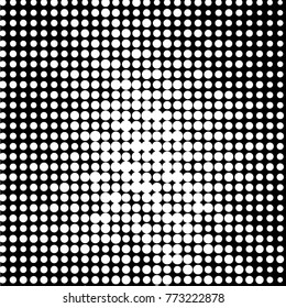 Abstract grunge grid polka dot halftone background pattern. Spotted black and white vector line illustration
