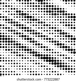 Abstract grunge grid polka dot halftone background pattern. Spotted black and white vector line illustration
