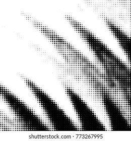 Abstract grunge grid polka dot halftone background pattern. Spotted black and white vector line illustration
