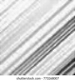 Abstract grunge grid polka dot halftone background pattern. Spotted black and white vector line illustration
