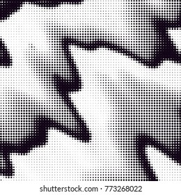 Abstract grunge grid polka dot halftone background pattern. Spotted black and white vector line illustration
