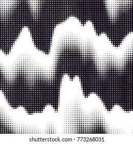 Abstract grunge grid polka dot halftone background pattern. Spotted black and white vector line illustration
