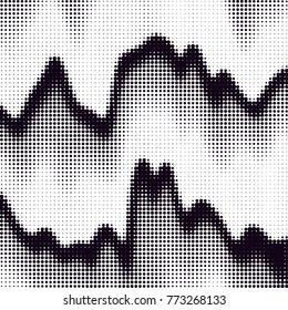 Abstract grunge grid polka dot halftone background pattern. Spotted black and white vector line illustration
