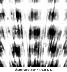 Abstract grunge grid polka dot halftone background pattern. Spotted black and white vector line illustration
