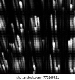 Abstract grunge grid polka dot halftone background pattern. Spotted black and white vector line illustration
