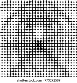 Abstract grunge grid polka dot halftone background pattern. Spotted black and white vector line illustration
