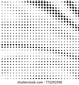 Abstract grunge grid polka dot halftone background pattern. Spotted black and white vector line illustration
