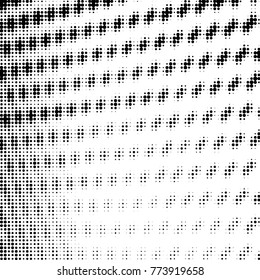 Abstract grunge grid polka dot halftone background pattern. Spotted black and white vector line illustration
