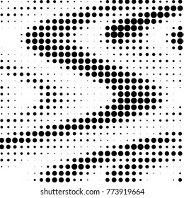 Abstract grunge grid polka dot halftone background pattern. Spotted black and white vector line illustration

