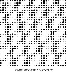 Abstract grunge grid polka dot halftone background pattern. Spotted black and white vector line illustration
