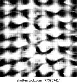 Abstract grunge grid polka dot halftone background pattern. Spotted black and white vector line illustration
