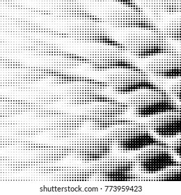 Abstract grunge grid polka dot halftone background pattern. Spotted black and white vector line illustration
