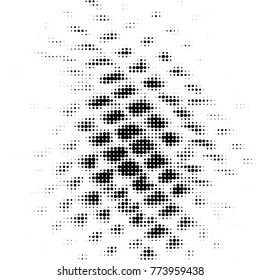 Abstract grunge grid polka dot halftone background pattern. Spotted black and white vector line illustration
