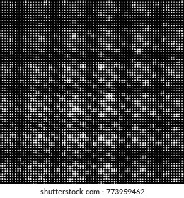 Abstract grunge grid polka dot halftone background pattern. Spotted black and white vector line illustration
