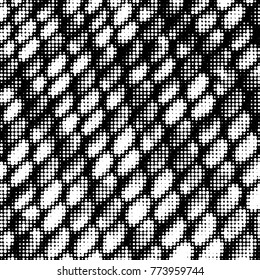 Abstract grunge grid polka dot halftone background pattern. Spotted black and white vector line illustration
