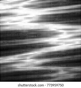 Abstract grunge grid polka dot halftone background pattern. Spotted black and white vector line illustration
