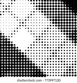 Abstract grunge grid polka dot halftone background pattern. Spotted black and white vector line illustration
