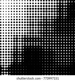 Abstract grunge grid polka dot halftone background pattern. Spotted black and white vector line illustration

