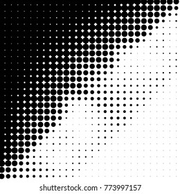 Abstract grunge grid polka dot halftone background pattern. Spotted black and white vector line illustration
