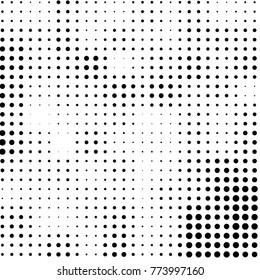 Abstract grunge grid polka dot halftone background pattern. Spotted black and white vector line illustration
