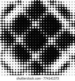 Abstract grunge grid polka dot halftone background pattern. Spotted black and white vector line illustration

