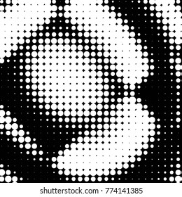 Abstract grunge grid polka dot halftone background pattern. Spotted black and white vector line illustration
