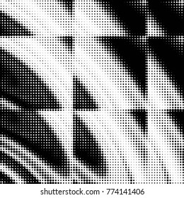 Abstract grunge grid polka dot halftone background pattern. Spotted black and white vector line illustration
