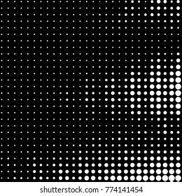 Abstract grunge grid polka dot halftone background pattern. Spotted black and white vector line illustration
