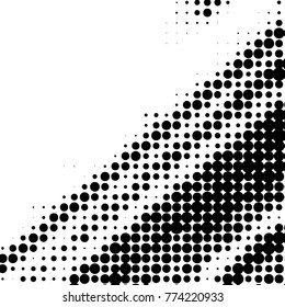 Abstract grunge grid polka dot halftone background pattern. Spotted black and white vector line illustration
