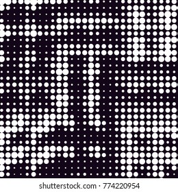 Abstract grunge grid polka dot halftone background pattern. Spotted black and white vector line illustration
