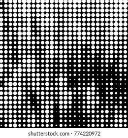 Abstract grunge grid polka dot halftone background pattern. Spotted black and white vector line illustration
