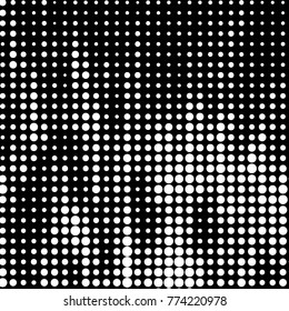 Abstract grunge grid polka dot halftone background pattern. Spotted black and white vector line illustration
