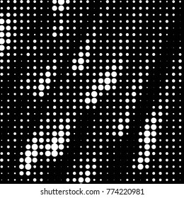 Abstract grunge grid polka dot halftone background pattern. Spotted black and white vector line illustration
