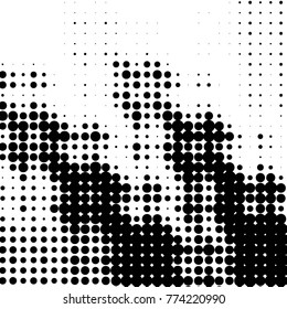 Abstract grunge grid polka dot halftone background pattern. Spotted black and white vector line illustration
