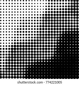 Abstract grunge grid polka dot halftone background pattern. Spotted black and white vector line illustration
