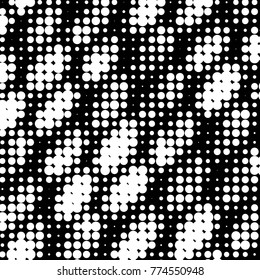 Abstract grunge grid polka dot halftone background pattern. Spotted black and white vector line illustration
