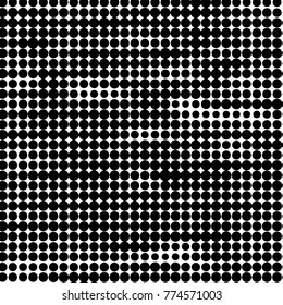 Abstract grunge grid polka dot halftone background pattern. Spotted black and white vector line illustration
