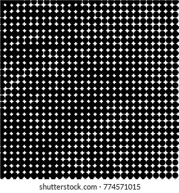 Abstract grunge grid polka dot halftone background pattern. Spotted black and white vector line illustration
