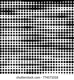 Abstract grunge grid polka dot halftone background pattern. Spotted black and white vector line illustration
