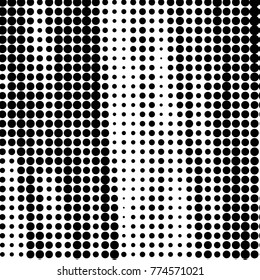 Abstract grunge grid polka dot halftone background pattern. Spotted black and white vector line illustration
